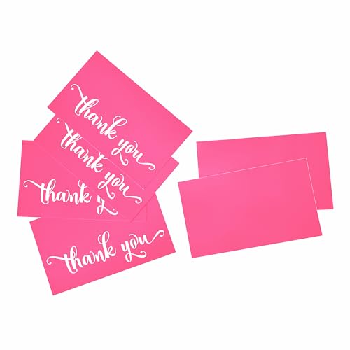 ARBEIT Dankeskarten mit rosa Schrift, 8,9 x 5,1 cm, für Kunden, Lehrer, Kollegen, Freunde, 100 Stück von ARBEIT