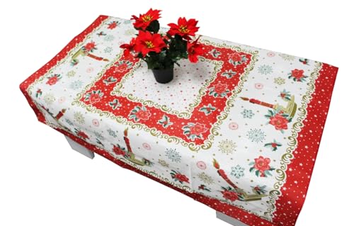 ARBUTUS Weihnachts-Tischdecke, rot, für Partys, quadratisch, für Dekoration, Weihnachtstisch (120 x 120 cm, A) von ARBUTUS