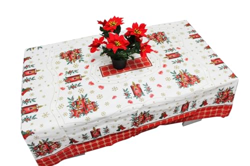 ARBUTUS Weihnachts-Tischdecke, rot, für Partys, quadratisch, für Dekoration, Weihnachtstisch (120 x 140 cm, A) von ARBUTUS