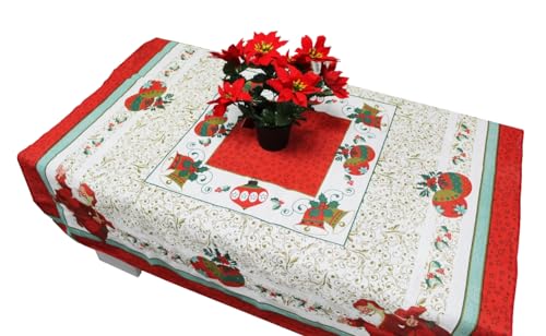 ARBUTUS Weihnachts-Tischdecke, rote Weihnachts-Tischdecke, quadratisch, für Dekoration Weihnachtstisch (120 x 120 cm, B) von ARBUTUS