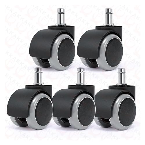 Lenkrollen, Bürostuhlrollen, 5 Stück 2 Zoll Universal-Lenkrollen Ersatz-Gaming-Stuhl-Bürostuhlrollen Trolley-Rollen Möbelbeschläge (Color : Gray, Size : 2 inch) von ARCEFT