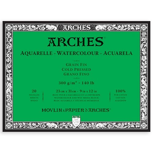 ARCHES Aquarelle, 100% fein, 300 g, geleimt, 4 l, 23 x 31 cm, 20 Blatt, naturweiß ARCHES Aquarelle, 100% fein, 300 g, geleimt, 4 l, 23 x 31 cm, 20 Blatt, naturweiß von ARCHES