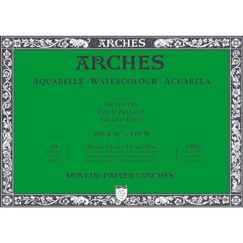 ARCHES A1795063 Block Enc 4L 36x51 20H Aquarelle 100% fein 300g Blanc Nat, Naturweiß von ARCHES