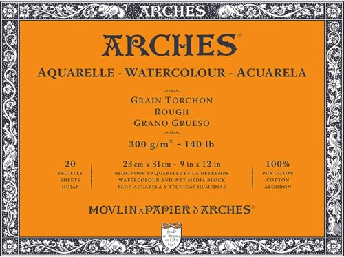 ARCHES A1795085 Aquarelle 100% dick, 300 g, geleimt, 4 l, 23 x 31, 20 Blatt, naturweiß, Baumwolle, Papier, weiß, 23x31, stück von ARCHES