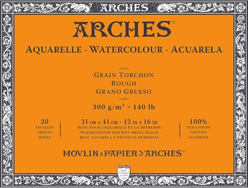 ARCHES A1795087 Aquarelle 100% dick, 300 g, geleimt, 4 l, 31 x 41, 20 Blatt, naturweiß, Baumwolle, Papier, weiß, 31x41, stück ARCHES A1795087 Aquarelle 100% dick, 300 g, geleimt, 4 l, 31 x 41, 20 Blatt, naturweiß, Baumwolle, Papier, weiß, 31x41, stück von ARCHES