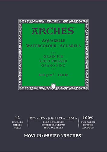ARCHES Aquarelle 100% Fino 300g Block Kleben A3 12 Blätter Weiß Natur ARCHES Aquarelle 100% Fino 300g Block Kleben A3 12 Blätter Weiß Natur von ARCHES