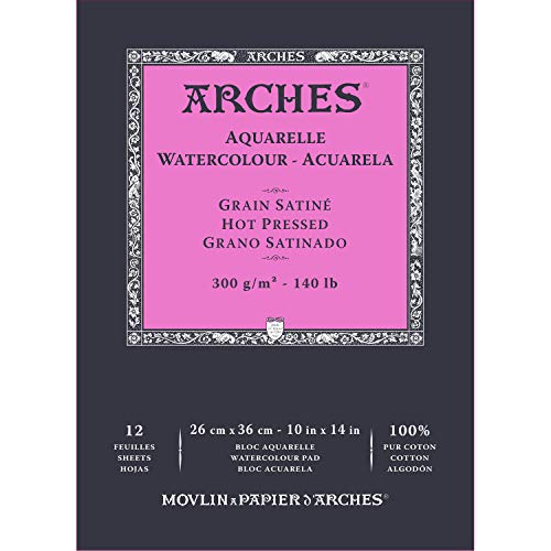 ARCHES A1795098 Block Enc 26x36 12H Aquarelle 100% Satin 300g Blanc Nat, Naturweiß von ARCHES