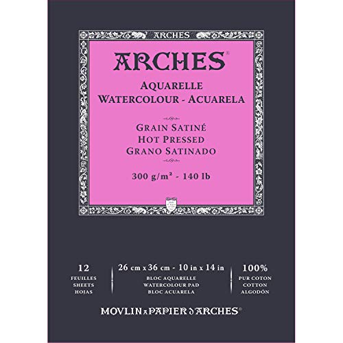ARCHES A1795098 Block Enc 26x36 12H Aquarelle 100% Satin 300g Blanc Nat, Naturweiß von ARCHES