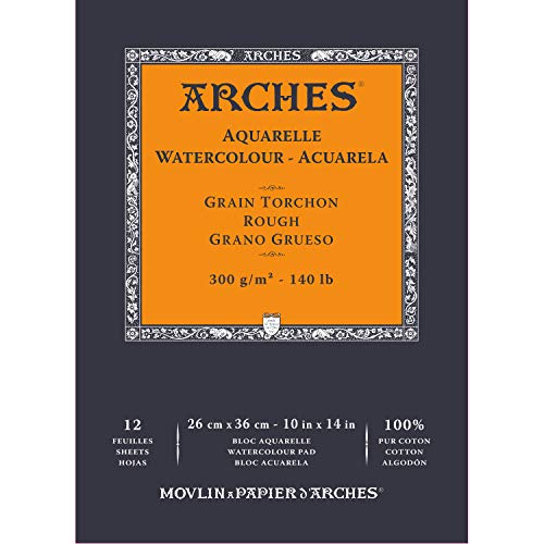 ARCHES A1795103 Block Enc 26x36 12H Aquarelle 100% dick 300g Blanc Nat, Naturweiß von ARCHES
