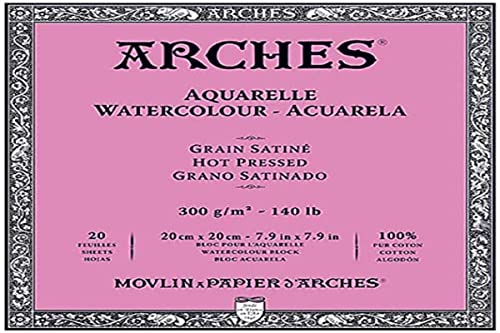 ARCHES Aquarelle – Block mit 20 Blatt 20 x 20 cm, 4 Seiten geleimt – 300 g/m² – satinierte Körnung, naturweiß, 4 Kanten ARCHES Aquarelle – Block mit 20 Blatt 20 x 20 cm, 4 Seiten geleimt – 300 g/m² – satinierte Körnung, naturweiß, 4 Kanten von ARCHES
