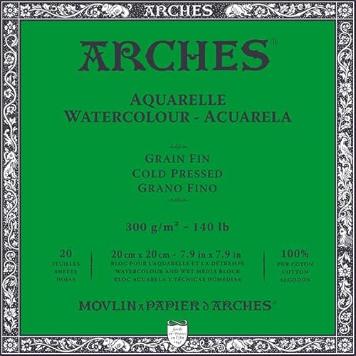 ARCHES Block Enc 4L 20x20 20H Aquarelle 100% fein 300g, Karton, Schwarz, 4 von ARCHES