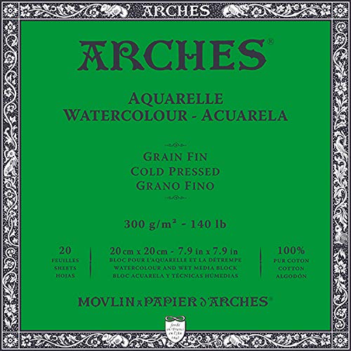 ARCHES Block Enc 4L 20x20 20H Aquarelle 100% fein 300g, Schwarz, 4 von ARCHES