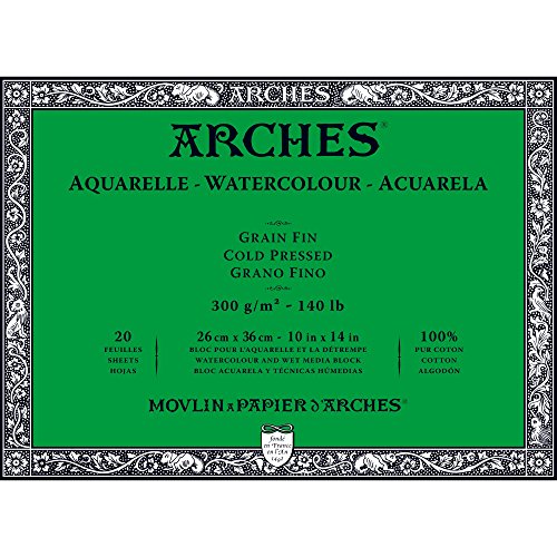 Arches Water Colour Block Aquarellblock, Holz, weiß, 36 x 26 x 1 cm von Winsor & Newton