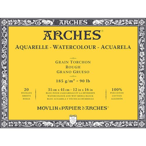 Arches 1795080 Aquarellblock, Holz, weiß, 41 x 31 cm, 20 Blatt, 185g/m² von ARCHES