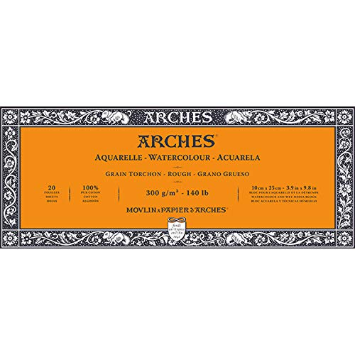 Arches 1795081 Block mit 20 Blatt Aquarell, Weißes Geschirrtuch, 10 cm x 25 cm, 300 g/m² Arches 1795081 Block mit 20 Blatt Aquarell, Weißes Geschirrtuch, 10 cm x 25 cm, 300 g/m² von ARCHES