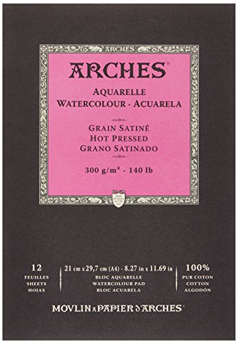 Arches 1795096 Aquarellpapier im Block 12 Blatt naturweiß (21 x 29.7 x 1 cm) von ARCHES