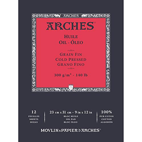 Arches - A1795108 – Ölpapierblock – 22,9 x 30,5 cm – 12 Blatt – 300 g/m² – feine Körnung – weiß von ARCHES