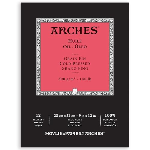 Arches - A1795108 – Ölpapierblock – 22,9 x 30,5 cm – 12 Blatt – 300 g/m² – feine Körnung – weiß Arches - A1795108 – Ölpapierblock – 22,9 x 30,5 cm – 12 Blatt – 300 g/m² – feine Körnung – weiß von ARCHES
