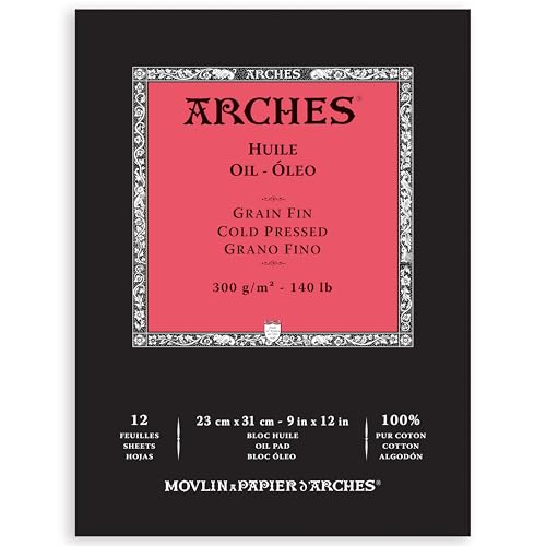 Arches - A1795108 – Ölpapierblock – 22,9 x 30,5 cm – 12 Blatt – 300 g/m² – feine Körnung – weiß von ARCHES
