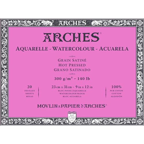 ARCHES Aquarelle 100% Satin 300 g Block verleimt 4 l 23 x 31 20 Blätter Naturweiß von ARCHES