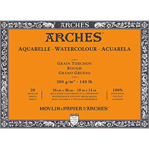 Arches Aquarelle – Block 20 Blatt 26 x 36 cm, geklebt, 4 Seiten – 300 g/m² – Körnung Geschirrtuch, Naturweiß, 4 Kanten Francs Arches Aquarelle – Block 20 Blatt 26 x 36 cm, geklebt, 4 Seiten – 300 g/m² – Körnung Geschirrtuch, Naturweiß, 4 Kanten Francs von ARCHES