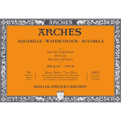 Arches - Aquarellpapierblock, 17,8 x 25,4 cm, 20 Blatt, 300 g/m², rau, säurefrei, weiß. Arches - Aquarellpapierblock, 17,8 x 25,4 cm, 20 Blatt, 300 g/m², rau, säurefrei, weiß. von ARCHES
