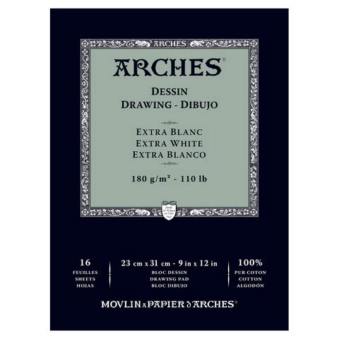 Arches Velin Bfk Rives Block, 16 Blatt, 23 x 31 cm, geklebt, 180 g/m², feine Körnung, extra weiß, 4 Kanten Arches Velin Bfk Rives Block, 16 Blatt, 23 x 31 cm, geklebt, 180 g/m², feine Körnung, extra weiß, 4 Kanten von ARCHES