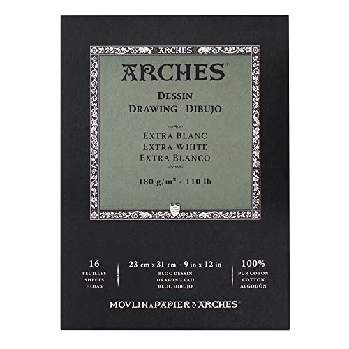 Arches Zeichenblock, 23 x 31 cm, 180 g, 16 Seiten, extra weiß von ARCHES