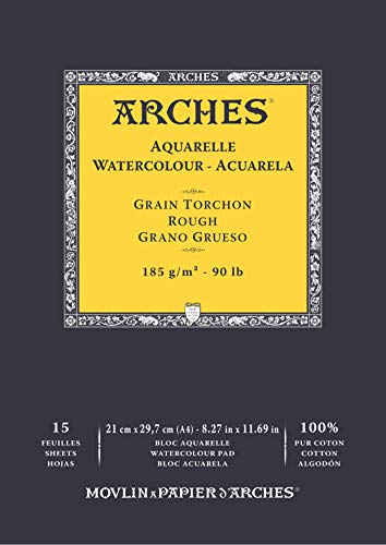 Bloc Enc 21 x 29,7 15H Arches Aquarelle 100% dick, 185 g, weiß von ARCHES