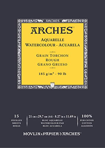 Bloc Enc 21 x 29,7 15H Arches Aquarelle 100% dick, 185 g, weiß Bloc Enc 21 x 29,7 15H Arches Aquarelle 100% dick, 185 g, weiß von ARCHES