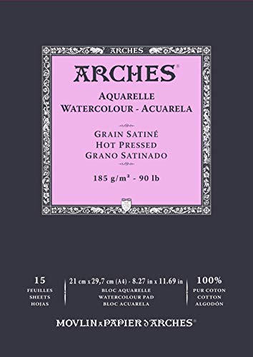 Bloc Enc 21x29,7 15H Arches Aquarelle 100% Satin 185g Blanc Nat von ARCHES