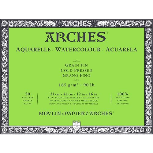 Block Enc 4L 31x41 20H Arches Aquarelle 100% fein 185g weiß Nat von ARCHES