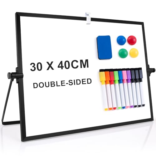 ARCOBIS Magnetic Whiteboard Abwischbar für Schreibtisch,Magnetische tragbare doppelseitig beschreibbar Staffelei Whiteboard (30 x 40 cm- Schwarz) von ARCOBIS
