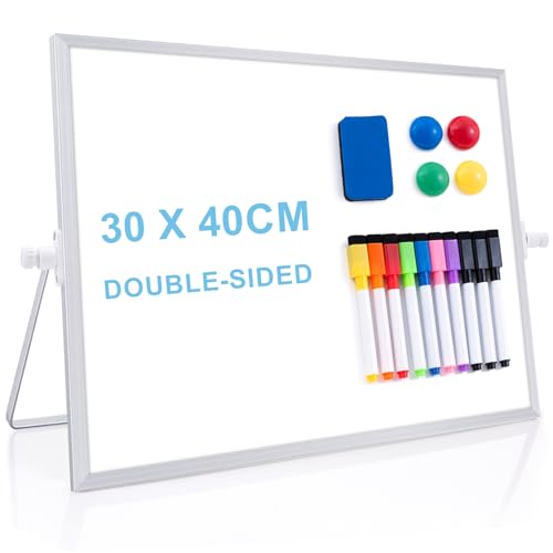 ARCOBIS Magnetic Whiteboard Abwischbar für Schreibtisch,Magnetische tragbare doppelseitig beschreibbar Staffelei Whiteboard (30 x 40cm-Silber) von ARCOBIS