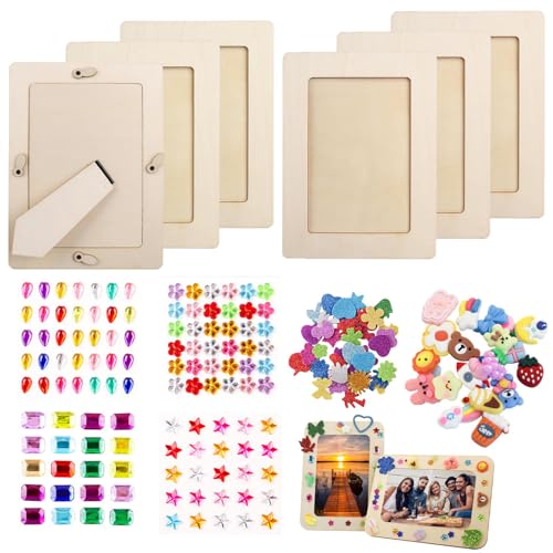 ARCPNRT Bilderrahmen zum Bemalen, 6 Stück Bilderrahmen Bastelset DIY Holzbilderrahmen, Bilderrahmen Set Holzbilderrahmen, DIY Holz Bilderrahmen Set, Basteln Fotorahmen, Für DIY, Dekoration, Geschenke von ARCPNRT