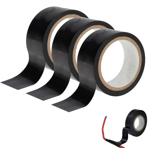 ARCPNRT Isolierband, Elektriker Klebeband PVC, 3 Stück Selbstklebendes Isolierband, Electrical Tape, 30mm x 20m, für Verdrahtungsarbeiten, Reparaturen und Abdichtung (Schwarz) von ARCPNRT