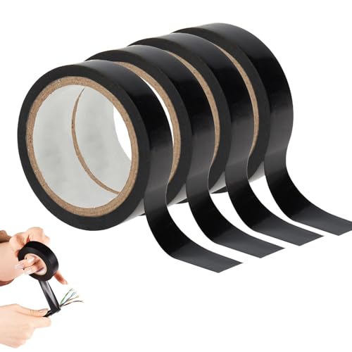 ARCPNRT Isolierband, Elektriker Klebeband PVC, 4 Stück Electrical Tape, Elektrisches Isolierband, 18mm x 20m, für Verdrahtungsarbeiten, Reparaturen und Abdichtung (Schwarz) von ARCPNRT