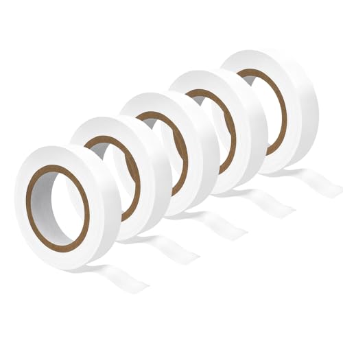 ARCPNRT Isolierband, Elektriker Klebeband PVC, 5 Stück Selbstverschweißendes Klebeband, Elektrisches Isolierband, 15mm x 10m, für Reparatur und Bündelung von Kabeln (Weiß) von ARCPNRT