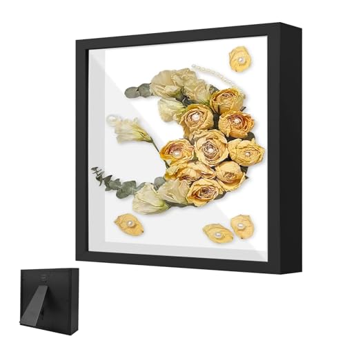 Bilderrahmen zum Befüllen, 30 x 30 cm DIY Holz Quadratischer Vitrine Rahmen, mit Transparente Acrylplatte, DIY Blumen Schattenbox Tiefer 3cm, für Geschenke, Dekorationsobjekten(Schwarz) von ARCPNRT