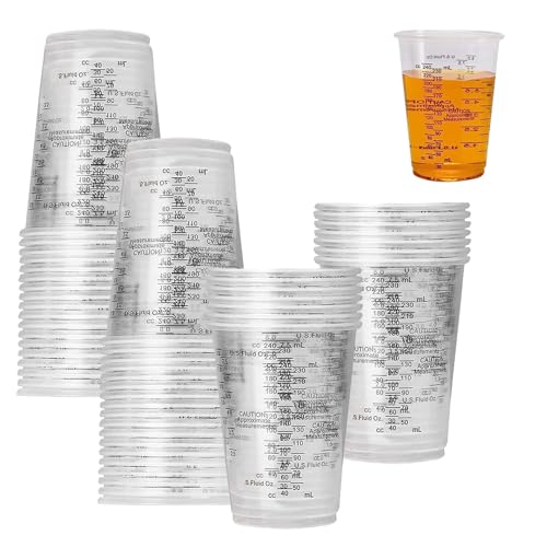 Messbecher Epoxidharz, 50 Stück Messbecher Klein, 240 ml Mischbecher Set, FarbMischbecher, Lackmischbecher, Für Flüssigkeiten, Farbe, Pigment von ARCPNRT