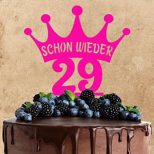 Cake Topper aus Acryl für den Geburtstag | schon wieder 29 | Kuchendeko Tortenstecker | pink | Kuchendekoration und Tortenschmuck 100% Made in Germany von AREA17