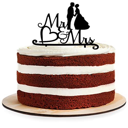 Cake Topper aus Acryl zur Hochzeit | Verlobung | Mr & Mrs | Kuchendeko Tortenstecker | schwarz | Kuchendekoration und Tortenschmuck | Hochzeitsgeschenk |100% Made in Germany von AREA17