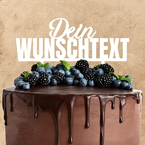 Wunschtext Cake Topper aus Acryl zur Hochzeit Geburtstag Taufe Party usw. | für Dich personalisiert | Wunschnamen | Kuchendeko Tortenstecker | weiß | Kuchendekoration und Tortenschmuck von AREA17