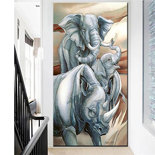 5D Diamond Painting Full Set Wildes Elefant-Nashorn 60x120cm Großformat DIY Malen nach Zahlen Diamant Malerei Kit DIY Kreuzstich Diamant Gemälde Stickerei Diamant Painting Bilder Kunst Handwerk 5D Diamond Painting Full Set Wildes Elefant-Nashorn 60x120cm Großformat DIY Malen nach Zahlen Diamant Malerei Kit DIY Kreuzstich Diamant Gemälde Stickerei Diamant Painting Bilder Kunst Handwerk von AREPAS