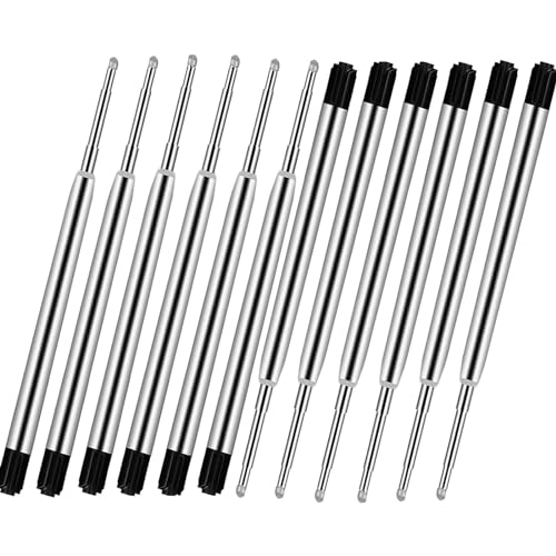 12 Stück Austauschbare Kugelschreiberminen,Ersatzminen für das G2-Format，Metall Kugelschreibermine mit Großraumminen Spitze, Kuliminen - Kugelschreiber Patrone （schwarz） von ARHAR