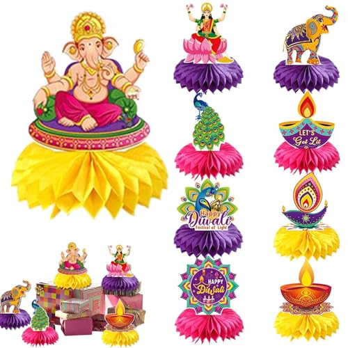 Ausschnitt-Dekorationen für Diwali, 9 x Diwali-Tischaufsatz, traditionelles Diwali-Zubehör, Lichter-Waben für Halloween, Weihnachten Ausschnitt-Dekorationen für Diwali, 9 x Diwali-Tischaufsatz, traditionelles Diwali-Zubehör, Lichter-Waben für Halloween, Weihnachten von ARIOU