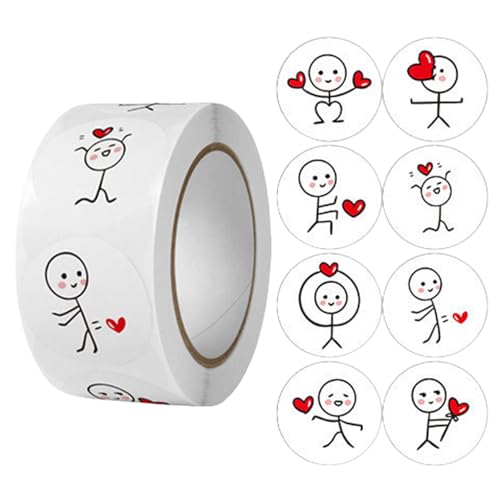 Love Theme Round Sticker, Valentine's Day Cute Sticker Roll Handbook Sticker Set, 500 Stickman Sticker Roll Cartoon Reward Sticker Sticker Sticker for Letters Cards, Kids School Classroom Home Love Theme Round Sticker, Valentine's Day Cute Sticker Roll Handbook Sticker Set, 500 Stickman Sticker Roll Cartoon Reward Sticker Sticker Sticker for Letters Cards, Kids School Classroom Home von ARIOU