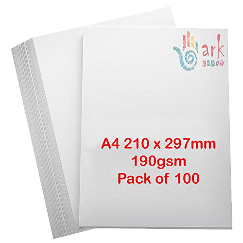 ARK (100) DIN A4 190 g/m² weiße Karten – Blätter säurefreie, glatte, weiße Karten (100) von ARK