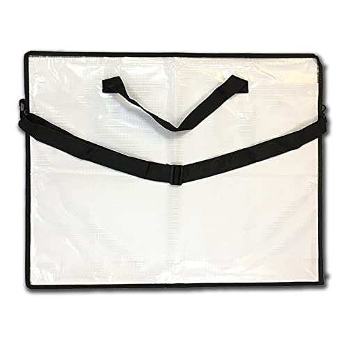 ARK A2 Portfolio-Tragetasche für Kunstmappe, Tuff/Reißverschluss, mit Schultergurt/Griff, PVC, schwarz/transparent von ARK