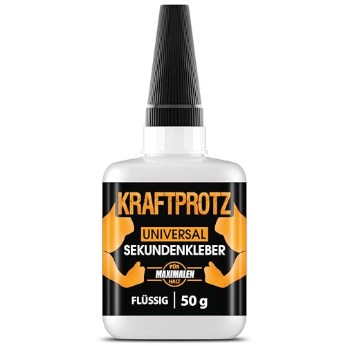 50 g Sekundenkleber extra stark - Inkl. Anti-Austrocknungs-Spitze - KRAFTPROTZ - Flüssiger Superkleber - Universell verwendbar zum Kleben von Plastik, Kunststoff, Glas, Holz, Stein, Metall uvm. 50 g Sekundenkleber extra stark - Inkl. Anti-Austrocknungs-Spitze - KRAFTPROTZ - Flüssiger Superkleber - Universell verwendbar zum Kleben von Plastik, Kunststoff, Glas, Holz, Stein, Metall uvm. von ARKA